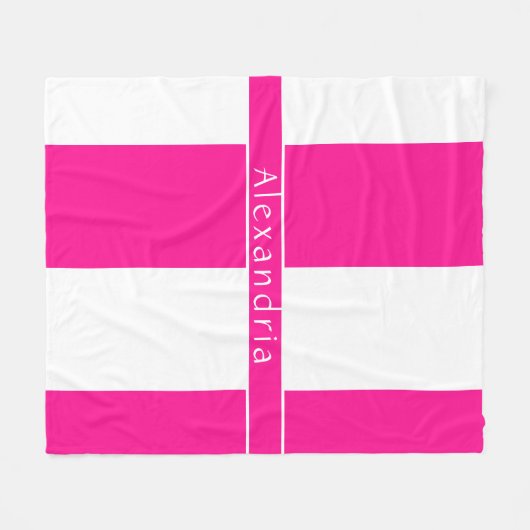 Personalisierte, rosa Streifen Fleecedecke (Vorderseite (Horizontal))