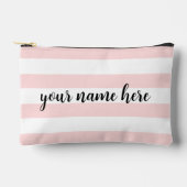 Personalisierte rosa Streifen Kosmetische Beutel (Vorderseite)