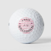 personalisierte rosa Streifen mit Monogramm Golfball (Vorderseite)