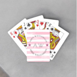 personalisierte rosa Streifen Spielkarten
