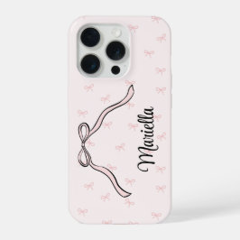 Personalisierte rosa Telefon-Schleife Coquette iPhone 15 Pro Hülle