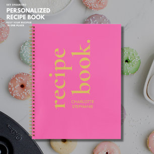 Personalisierte rosa Typografie Rezept Buch mit Na