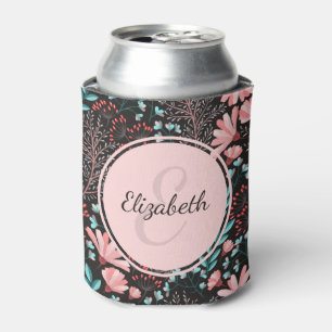 Personalisierte Rosa und Aquamarine dunkle Blüte Dosenkühler