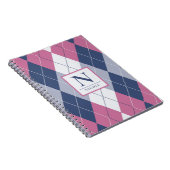 Personalisierte rosa und blaue Preppy-Raute Notizblock (Rechte Seite)