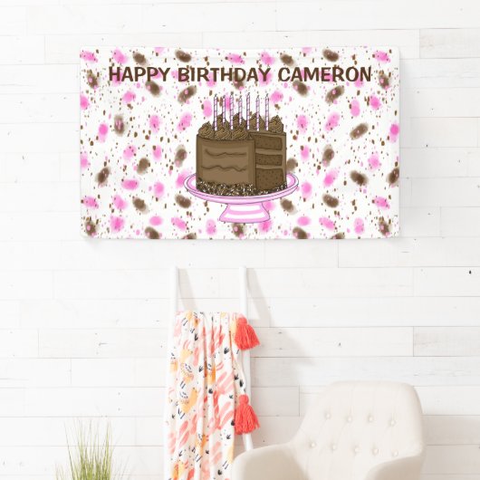 Personalisierte rosa und braune Punkte glücklich z Banner (Insitu)