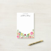 Personalisierte rosa und gelbe Wildblume Post-it Klebezettel (Auf Schreibtisch)