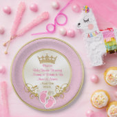 Personalisierte Rosa- und Gold-Baby-Dusche Teller (Party)