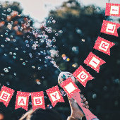 Personalisierte Rosa und Gold Dot Patten Hochzeit Wimpelkette