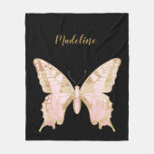 Personalisierte Rosa- und Goldschmetterlinge Fleecedecke (Vorderseite)