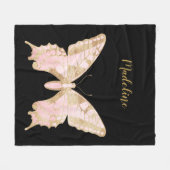 Personalisierte Rosa- und Goldschmetterlinge Fleecedecke (Vorderseite (Horizontal))