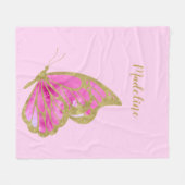 Personalisierte Rosa- und Goldschmetterlinge Fleecedecke (Vorderseite (Horizontal))