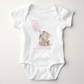 Personalisierte Rosa- und Graue Elefanten-Shirts Baby Strampler (Vorderseite)