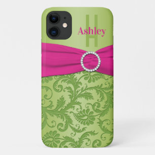 Personalisierte Rosa und grüne Damaskus Case-Mate iPhone Hülle
