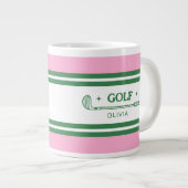Personalisierte Rosa und grüne Golf Jumbo-Tasse (Vorderseite Rechts)