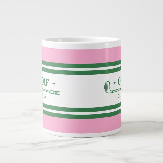Personalisierte Rosa und grüne Golf Jumbo-Tasse (Vorderseite)