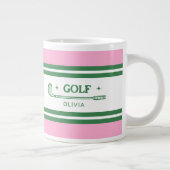 Personalisierte Rosa und grüne Golf Jumbo-Tasse (Rechts)