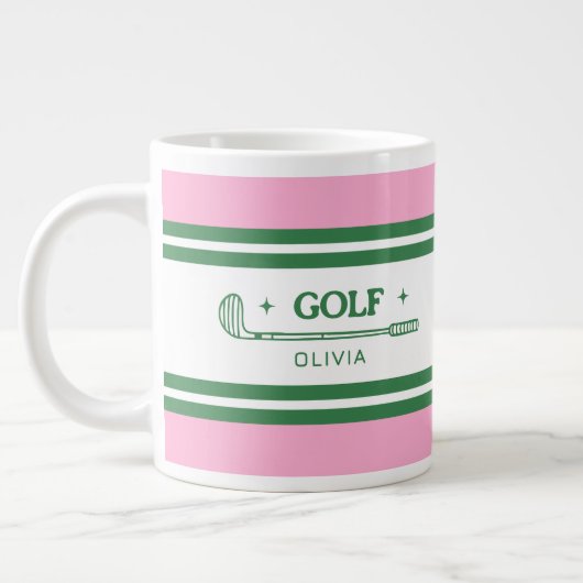 Personalisierte Rosa und grüne Golf Jumbo-Tasse (Links)