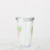 Personalisierte, rosa und grüne Streifen Acryltrinkbecher (Rechts)