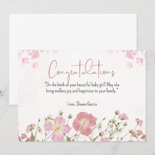 Personalisierte Rosa und grüne Wasserfarbendusche (Vorne/Hinten)