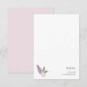 Personalisierte Rosa und Lila Blüte Dankeschön Kar Dankeskarte