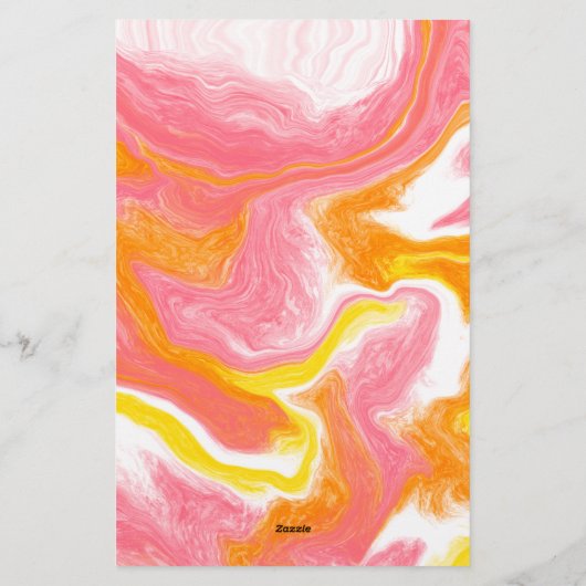 Personalisierte rosa und orange Fluid Art Briefpapier (Rückseite)