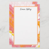 Personalisierte rosa und orange Fluid Art Briefpapier (Vorne/Hinten)