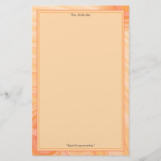 Personalisierte rosa und orange Liniengrenzen Briefpapier (Vorderseite)
