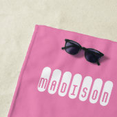 Personalisierte, rosa und orangefarbene Badetücher Strandtuch (Beispiel)