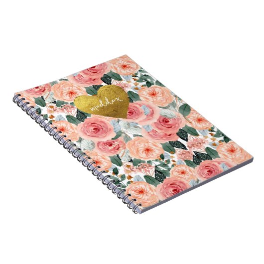 Personalisierte Rosa und Pfirsichblüten Notizblock (Rechte Seite)