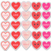 Personalisierte Rosa und Rote Liebe Herz Aufkleber (Vorderseite)