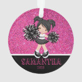 Personalisierte Rosa und Schwarz-Cheerleading Orna Ornament (Rückseite)