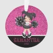 Personalisierte Rosa und Schwarz-Cheerleading Orna Ornament (Vorderseite)