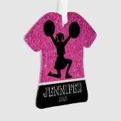 Personalisierte Rosa und Schwarz-Cheerleading Orna Ornament (Vorderseite)