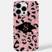 Personalisierte Rosa- und Schwarz-Glitzer-Druckfar Case-Mate iPhone Hülle (Rückseite)