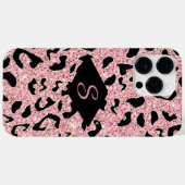 Personalisierte Rosa- und Schwarz-Glitzer-Druckfar Case-Mate iPhone Hülle (Rückseite (Horizontal))