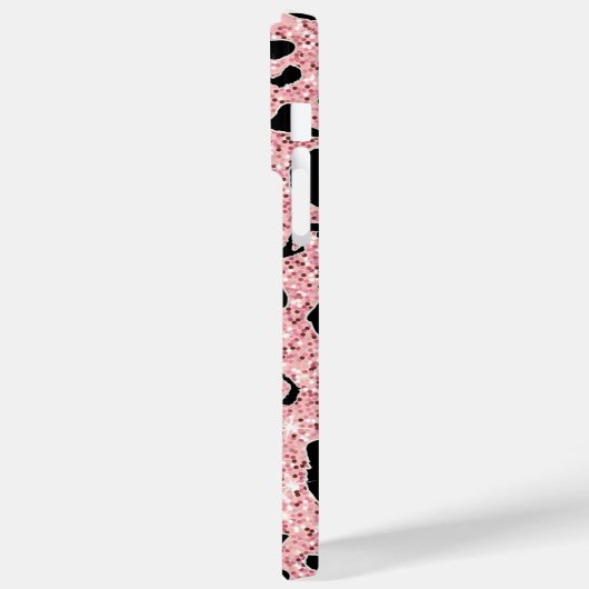 Personalisierte Rosa- und Schwarz-Glitzer-Druckfar Case-Mate iPhone Hülle (Rückseite / Links)