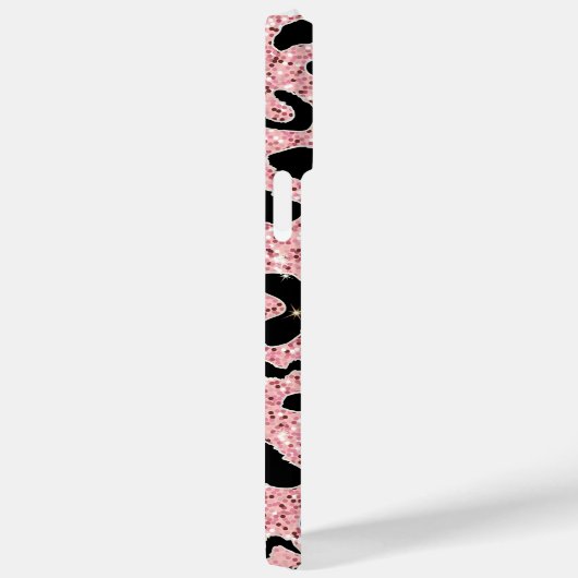 Personalisierte Rosa- und Schwarz-Glitzer-Druckfar Case-Mate iPhone Hülle (Rückseite / Rechts)