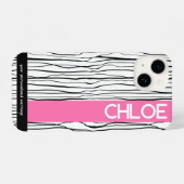 Personalisierte Rosa und Schwarz iPhone Hülle (Rückseite (Horizontal))