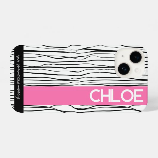 Personalisierte Rosa und Schwarz iPhone Hülle (Rückseite (Horizontal))