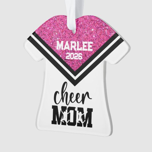 Personalisierte Rosa und Schwarz Mama Ornament (Vorderseite)