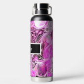 Personalisierte Rosa- und Schwarz-Weiß-Kunst Trinkflasche (Rückseite)
