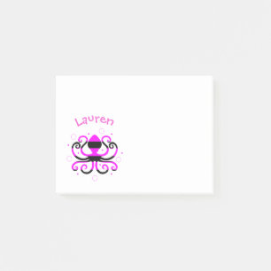 Personalisierte rosa und schwarze Oktopus Sticknot Post-it Klebezettel