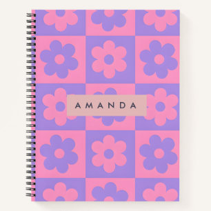 Personalisierte rosa und violette Blume Notizblock