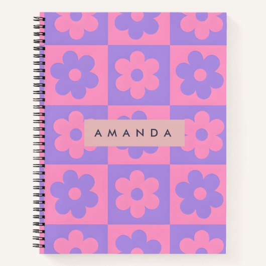 Personalisierte rosa und violette Blume Notizblock (Vorderseite)