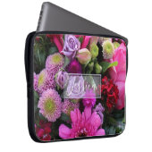 Personalisierte rosa und violette Blumen Laptopschutzhülle (Vorne Rechts)