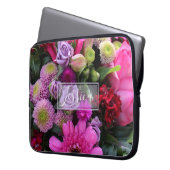 Personalisierte rosa und violette Blumen Laptopschutzhülle (Vorderseite Links)