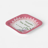 Personalisierte Rosa und Weiß Florals Pappteller (Gewinkelt)