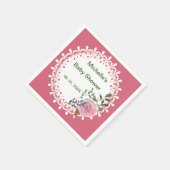 Personalisierte Rosa und Weiß Florals Serviette (Ecke)