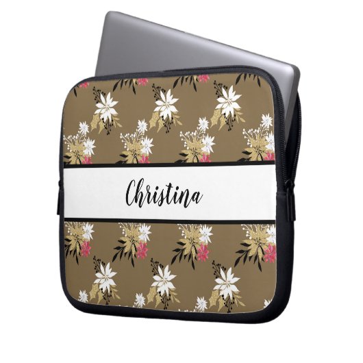 Personalisierte Rosa und Weiß Laptopschutzhülle (Vorderseite Links)
