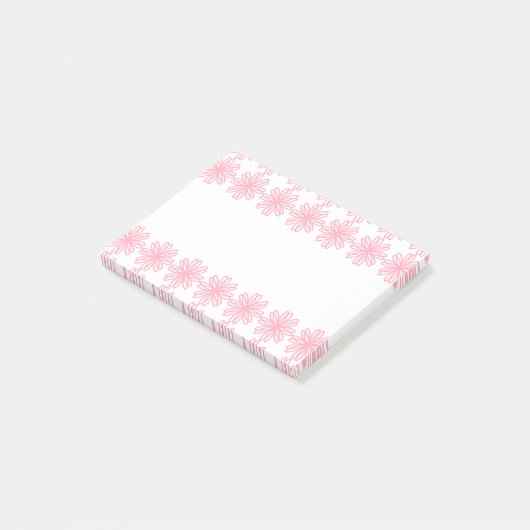 Personalisierte Rosa und Weiß Post-it Klebezettel (angewinkelt)